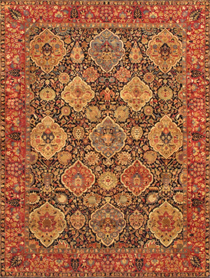 Pasargad Home Azerbaijan Collection Hand-knotted Lamb's Wool Area Rug – Elegant Floral Design Accents   P-lavar 10x16