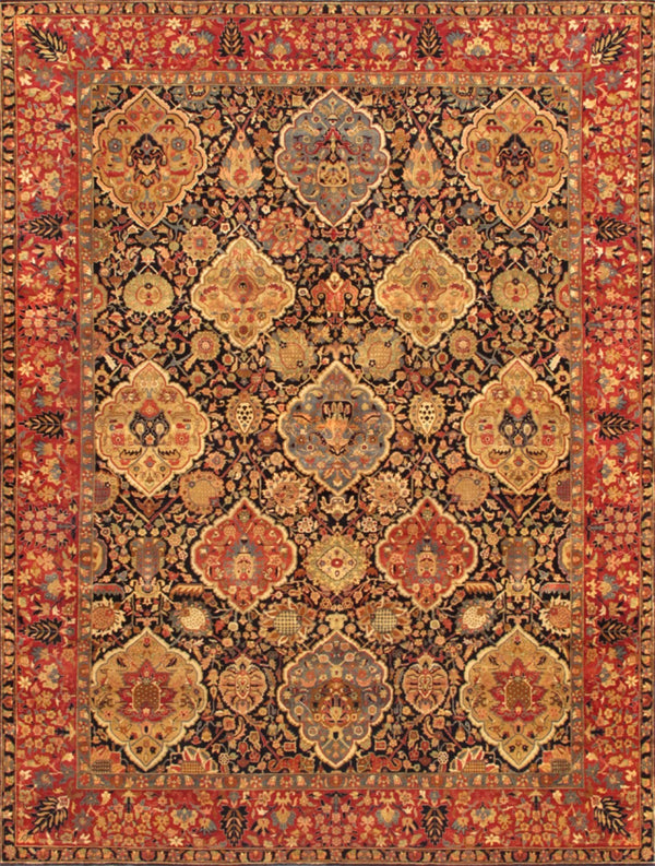 Pasargad Home Azerbaijan Collection Hand-knotted Lamb's Wool Area Rug – Elegant Floral Design Accents   P-lavar 10x16