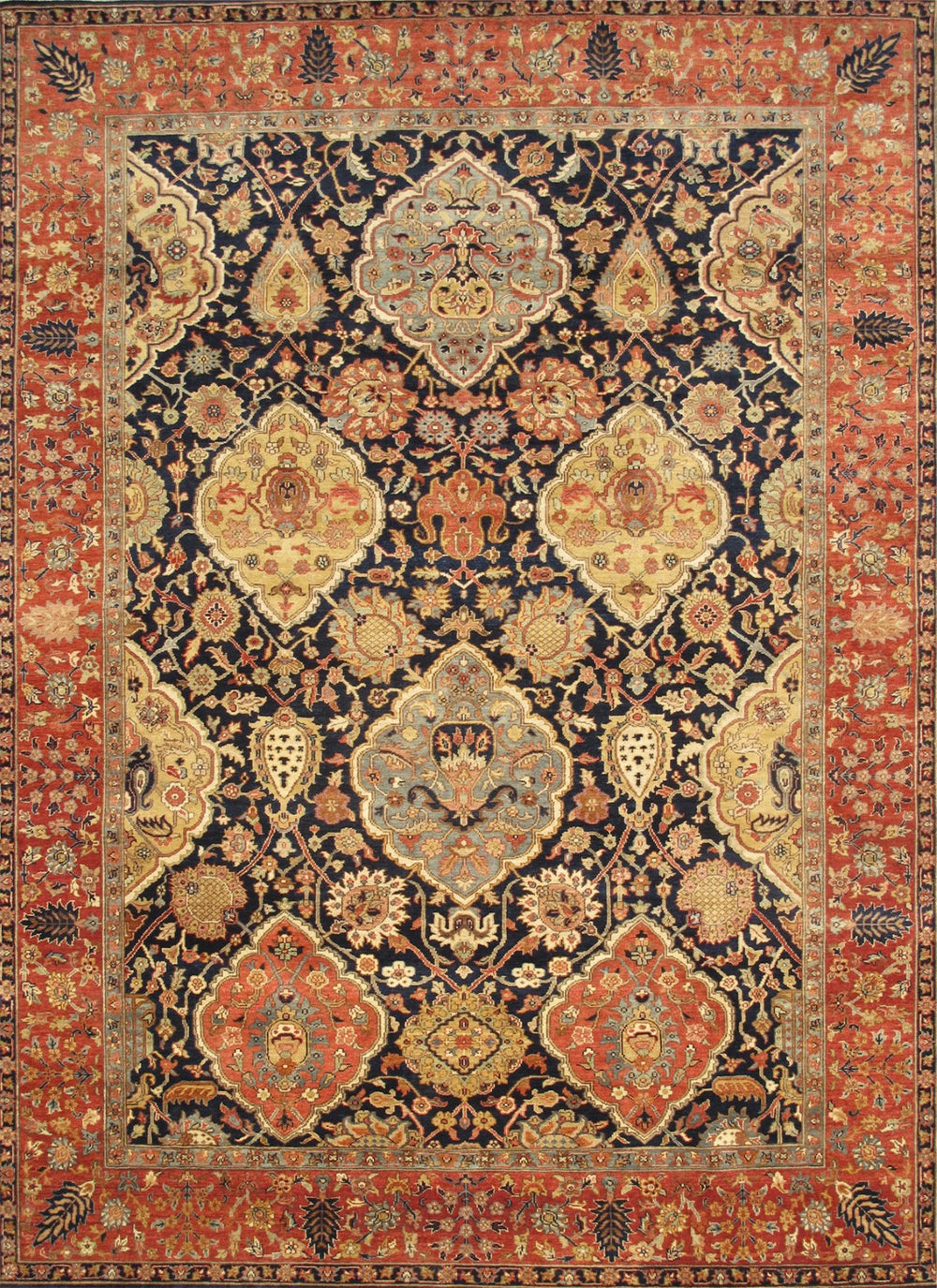 Pasargad Home Kerman Hand-knotted Wool Area Rug In Navy - Elevate Your Space With Timeless Elegance   P-lavarb 8x10