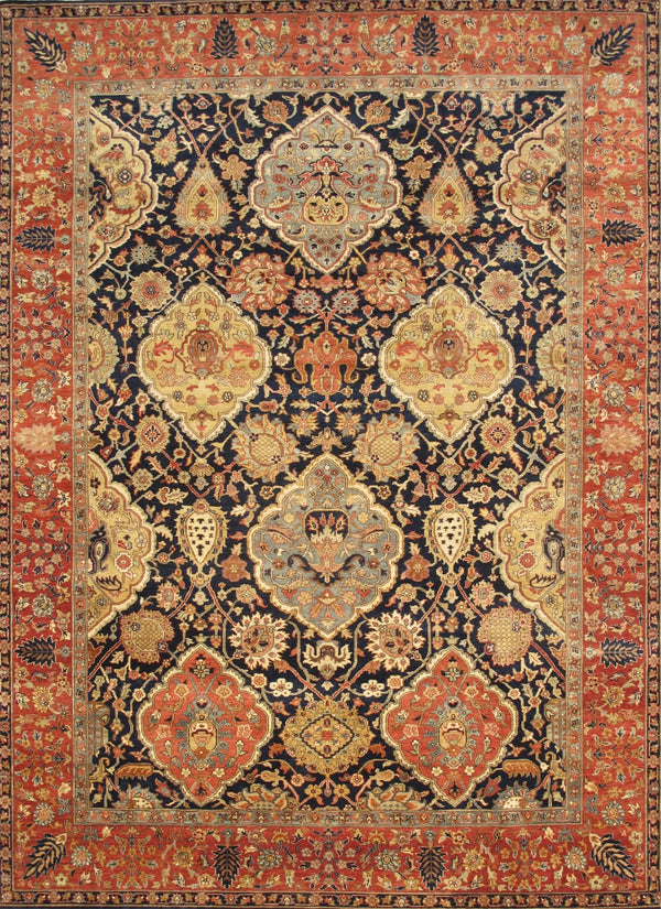 Pasargad Home Kerman Hand-knotted Wool Area Rug In Navy - Elevate Your Space With Timeless Elegance   P-lavarb 8x10