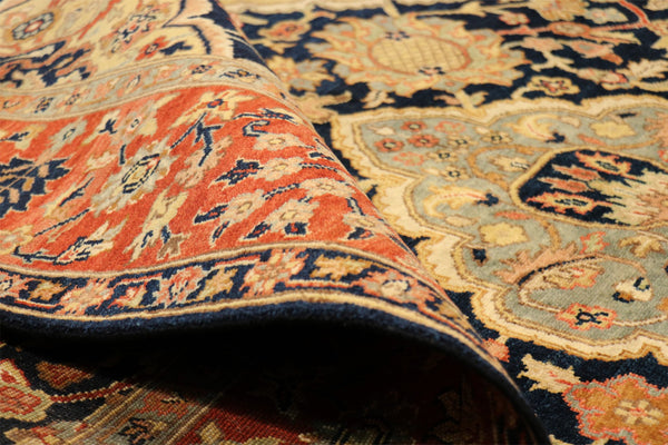 Pasargad Home Kerman Hand-knotted Wool Area Rug In Navy - Elevate Your Space With Timeless Elegance   P-lavarb 8x10