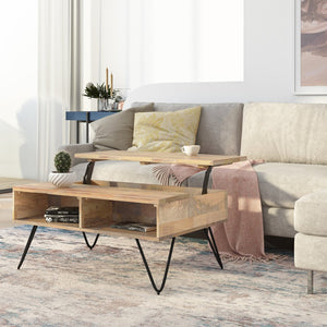 English Elm Hunter Small Lift Top Coffee Table - Handcrafted Mango Wood With Industrial Design & Storage Solutions B136P158744