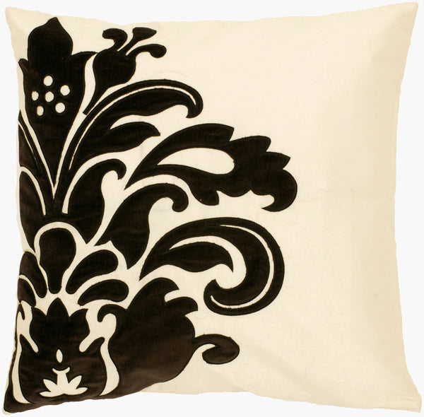 Surya Decorative Pillows P-0127 - Luxurious 18"L X 18"W Accent Pillows For Elegant Home Decor Upgrade Black Polyester P0171-1818d