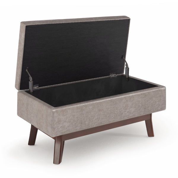 English Elm Owen - Stylish Mid-Century Small Rectangular Storage Ottoman In Distressed Grey Taupe Faux Leather B136P159199-GIGA