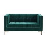 English Elm Steve Silver - Isaac - Stitch Velvet Loveseat - Green