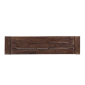 English Elm Dark Acacia Slatted Dining Bench Handcrafted with Iron Frame for Farmhouse Spaces Brown White 54562.00SBRN