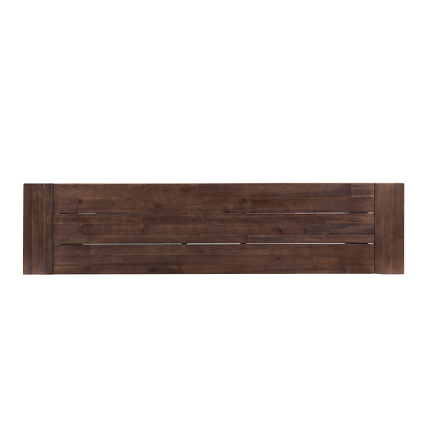 English Elm Dark Acacia Slatted Dining Bench Handcrafted with Iron Frame for Farmhouse Spaces Brown White 54562.00SBRN