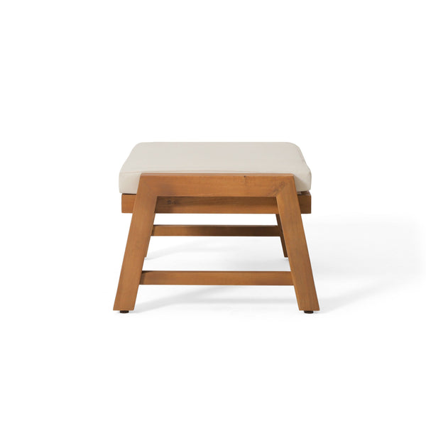 English Elm Christopher Knight Home® - Temecula Acacia Wood Outdoor Ottomans Set of 2 with Cushions — Weather-Resistant, Versatile Footrests Beige+Brown 66468.00CRM