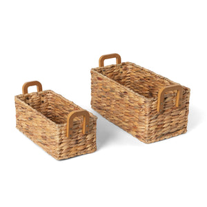 Woven Water Hyacinth Rectangle Storage Basket EAW20617 Park Hill