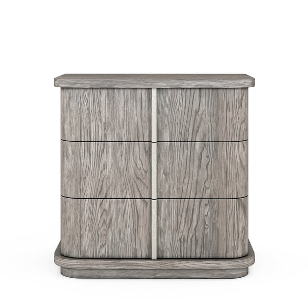 A.R.T. Furniture Vault Bedside Chest - New Traditional Design In Mink Finish With Usb Charger & Ample Storage Drawers Gray Parawood Solids,White Oak Veneers 285142-2354
