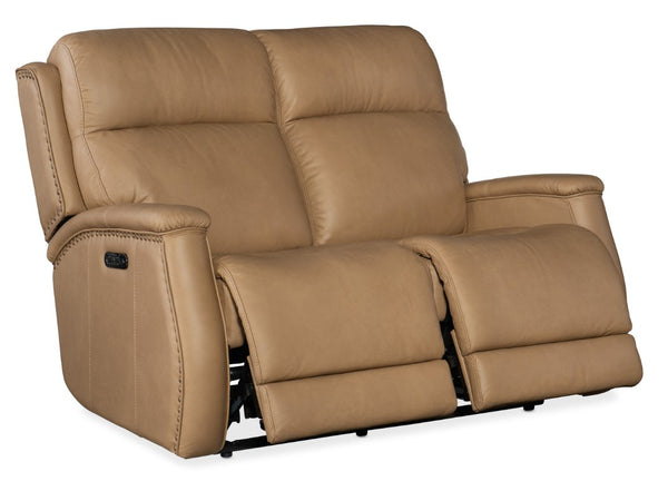 Hooker Furniture Rhea Sahara Sand Zero-Gravity Power Loveseat With Top-Grain Leather, Power Headrest & Usb Port SS703-PHZ2-080