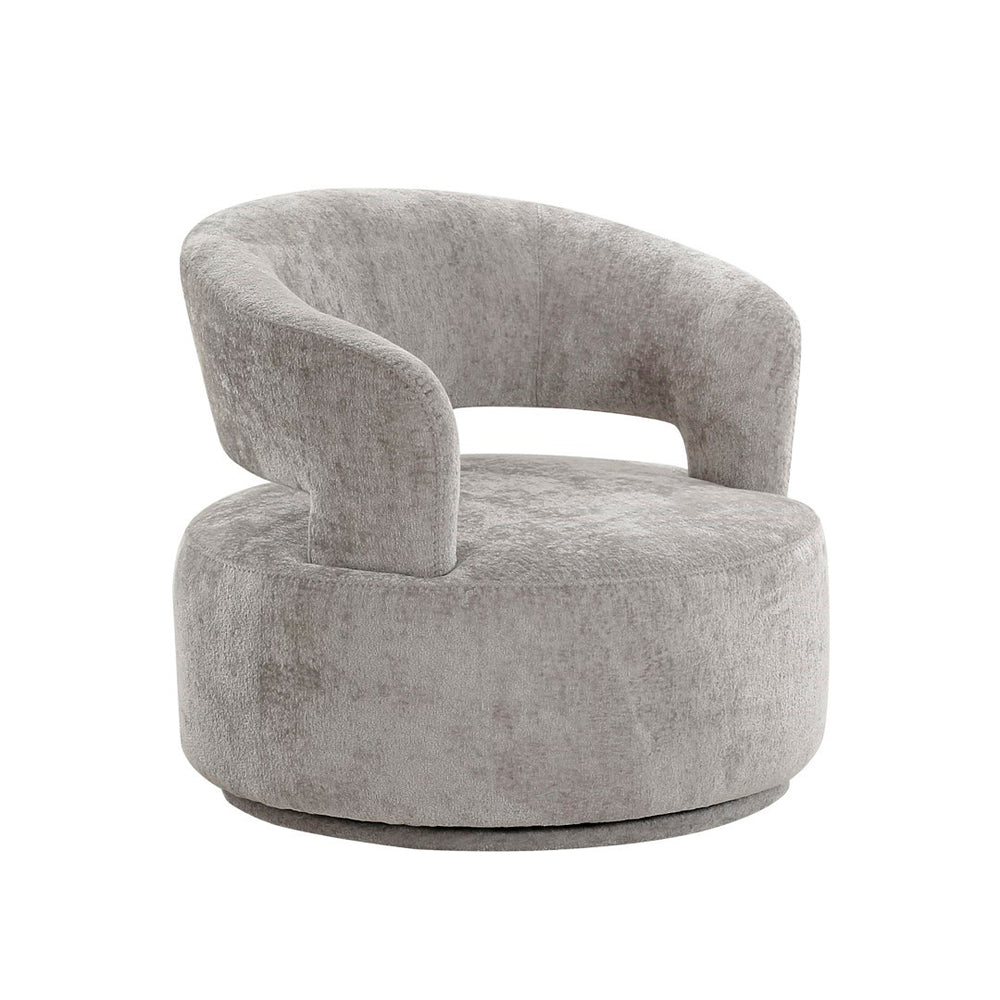 Pasargad Home Piagia Swivel Barrel Chair - Ultra-plush Silver Upholstery For Modern Comfort & Style Silver Polyester Pzw-20087