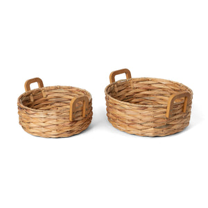 Woven Water Hyacinth Round Serving Basket EAW20616 Park Hill