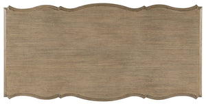 Hooker Furniture Corsica Executive Desk With Acacia Veneers, Scallop-Carved Base, 7-Drawer File Storage, Burnished Bronze Pulls Light Brown 5180-10562