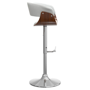 English Elm Sheldon Adjustable Swivel Bar Stool with Gas Lift and Walnut Bentwood Frame, Mid-Century Modern Design White B136P159604