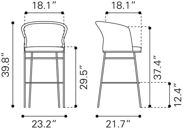 Freycinet Barstool Natural 703990 Zuo Modern