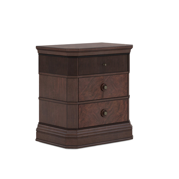A.R.T. Furniture Revival Traditional Nightstand In Napa Mahogany With Usb-c Chargers And Elegant Three-drawer Storage Brown Rubberwood Solids,Quarter Mahogany Veneer,Resin,Metal 328140-1730
