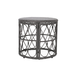 English Elm Christopher Knight Home® - BRUCE Rattan Side Table with Wicker Weave Top, Boho Outdoor Accent, Durable Polyethylene, 19.75" H Grey 70418.00GRY