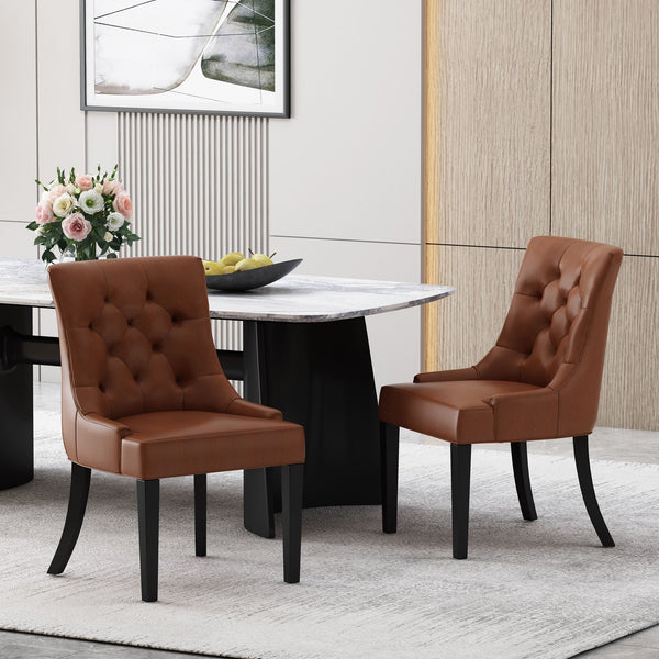English Elm Cheney Tufted Upholstered Dining Chair Set with Solid Wood Legs for Modern Rooms 54181.00PUCOGN
