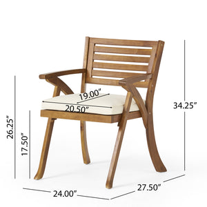 English Elm Helen Outdoor Acacia Hardwood Dining Chairs Curved Slat Back Patio Set of Two 54555.00TEA
