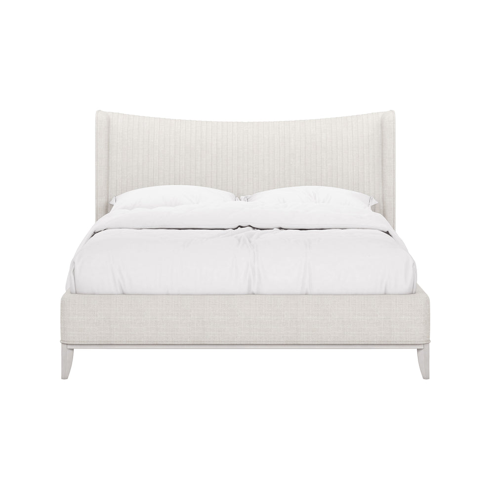 A.R.T. Furniture Mezzanine Elegant Dove Gray Bed With Arabesque Veneer Design For Luxury & Comfort In Your Bedroom Light Gray Parawood And Poplar Solids,Foam,Fiber,Fabric 325126-2249