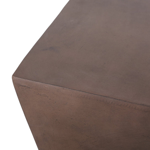 English Elm Outdoor Sculptural Twisted Cube Concrete Side Table for Patio Deck or Garden 73456.00