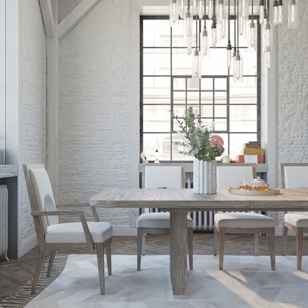 A.R.T. Furniture Vault Dining Table - Contemporary Design With Extendable Top & Adjustable Levelers For 10 Guests Gray Parawood Solids,White Oak Veneers 285221-2354