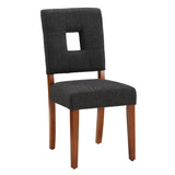 Homelegance By Top-Line Trillian Upholstered Fabric Keyhole Dining Chairs (Set of 2) Black Rubberwood