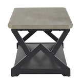 Homelegance By Top-Line Emery Black Finish Light Grey Fiber Cement Top Table Black Wood