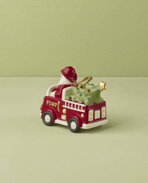 Lenox Santa In Fire Truck Ornament Green, IVORY PORCELAIN 896453