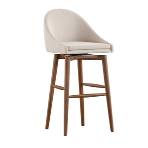 Homelegance By Top-Line Montague Mid-Century Wood Swivel Bar Height Stools (Set of 2) Beige Rubberwood