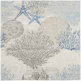 Nourison Pompeii PMP04 Machine Made Power-loomed Borderless Design Indoor Only Coastal, Nautical & Beach  Rug Ivory Grey Blue, Ivory Grey Blue 70% Polypropylene,30% Polyester 99446951335