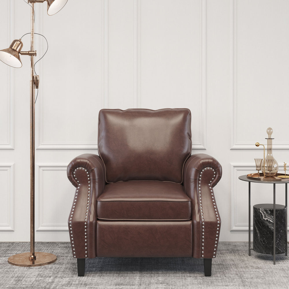 English Elm Club Chair Faux Leather Deep Seat Lounge with Dark Birch Legs for Living Room 71403.00PUDBRN