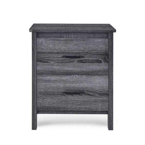 English Elm Toolless Assembly Two Drawer Nightstand Faux Wood Finish Modern Bedroom Storage 72038.00SONGRY