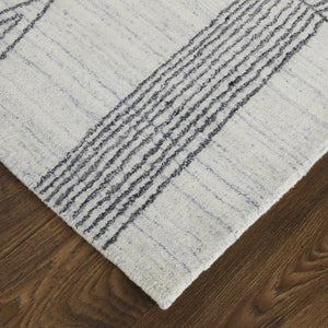 Feizy Rugs Whitton Handwoven Wool & Viscose Rug - Contemporary Abstract Design In Dark Blues & Grays Ivory,Black Viscose,Wool Wtn8893fivyblkp00