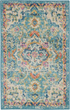 Nourison Passion PSN25 Machine Made Power-loomed Ornamental Border Indoor Only Bohemian Vintage Rug Ivory,Light Blue, Ivory,Light Blue 100% Polypropylene 99446747839