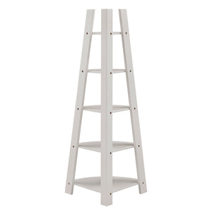 Homelegance By Top-Line Leticia Corner Ladder Bookcase White Rubberwood