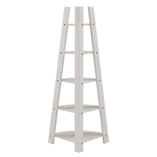 Homelegance By Top-Line Leticia Corner Ladder Bookcase White Rubberwood