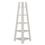 Homelegance By Top-Line Leticia Corner Ladder Bookcase White Rubberwood