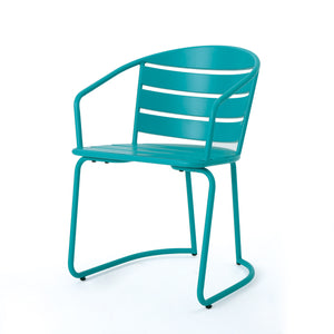 English Elm Santa Monica Outdoor Bistro Set Powder Coated Iron Oval Table Two Slat Chairs Patio 62015.00T