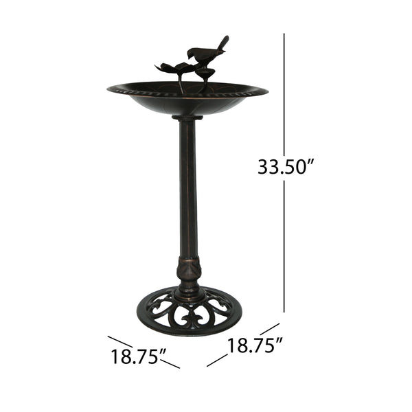 English Elm Christopher Knight Home® - Outdoor Aluminum and Iron Bird Bath Antique Bronze Finish — Rust‑Proof Cast Aluminum Basin, Cast Iron Base, Handcrafted Detail, 33.5" Height 64411.00COP