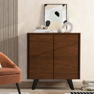 English Elm Lowry - Stylish Walnut Veneer Storage Cabinet With Adjustable Shelves For Home Or Office Use B136P158860