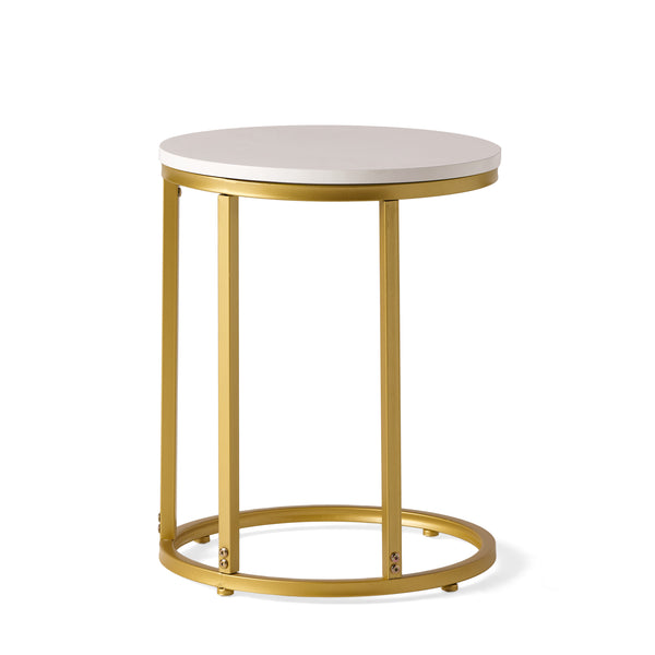 English Elm Christopher Knight Home® - END TABLE C-Shape Modern Glam Gold Frame with White Top, Durable Iron MDF Side Table for Sofa 68987.00