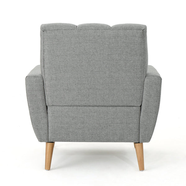English Elm Christopher Knight Home® - Mid Mid Century Fabric Club Chair with Channel Stitching, Tufted Cushion, Plush Polyester Comfort Grey 33 L x 29.75 W x 18 H 62223.00GRY