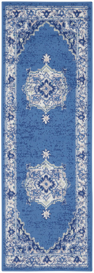 Nourison Whimsicle WHS03 Machine Made Power-loomed Ornamental Border Indoor Only Farmhouse Bohemian Rug Navy, Navy 100% Polypropylene 99446831545