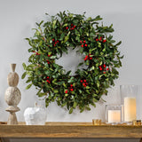 Christopher Knight Home® - Noble House - Donway 25" Olive Artificial Silk Wreath with Berries, Green and Red