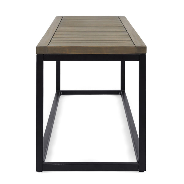English Elm Christopher Knight Home® - JECO Industrial Wood and Metal Bench with Acacia Wood Seat and Black Iron Frame, Handcrafted Durable Finish Grey 62622.00WTCGRYBLK