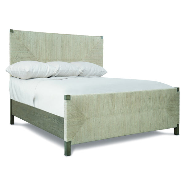 Bernhardt Bernhardt Alannis Woven Abaca Panel Bed With Oak Frame, Rustic Grey Finish, Transitional Texture K1408