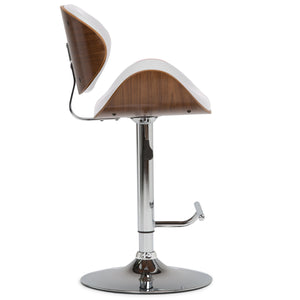 English Elm Marana Bentwood Adjustable Swivel Bar Stool - Modern White Vegan Leather & Chrome Base Comfort B136P158937