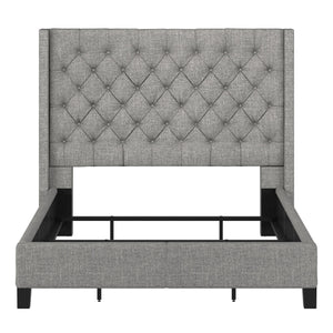 Homelegance By Top-Line Thorin Wingback Button Tufted Bed Grey Linen